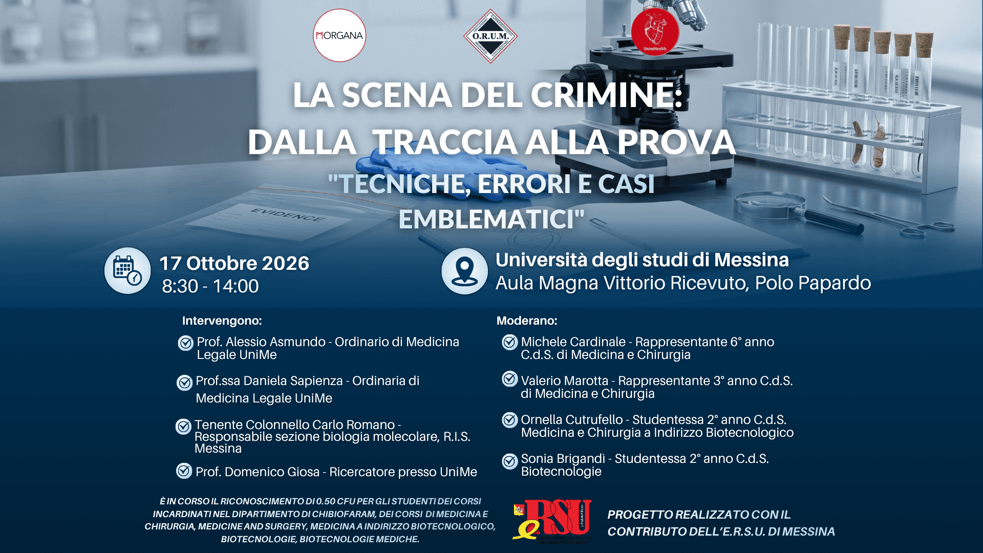 Lecture - The Crime Scene: From Trail to Trial. Techniques, errors and emblematic cases